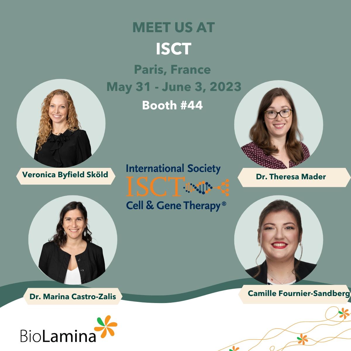 Meet us at ISCT in Paris, May 31 June 3 BioLamina